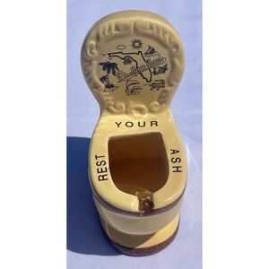 Vintage MCM Florida Souvenir Toilet Ashtray Rest Your Ash Ceramic Novelty Funny